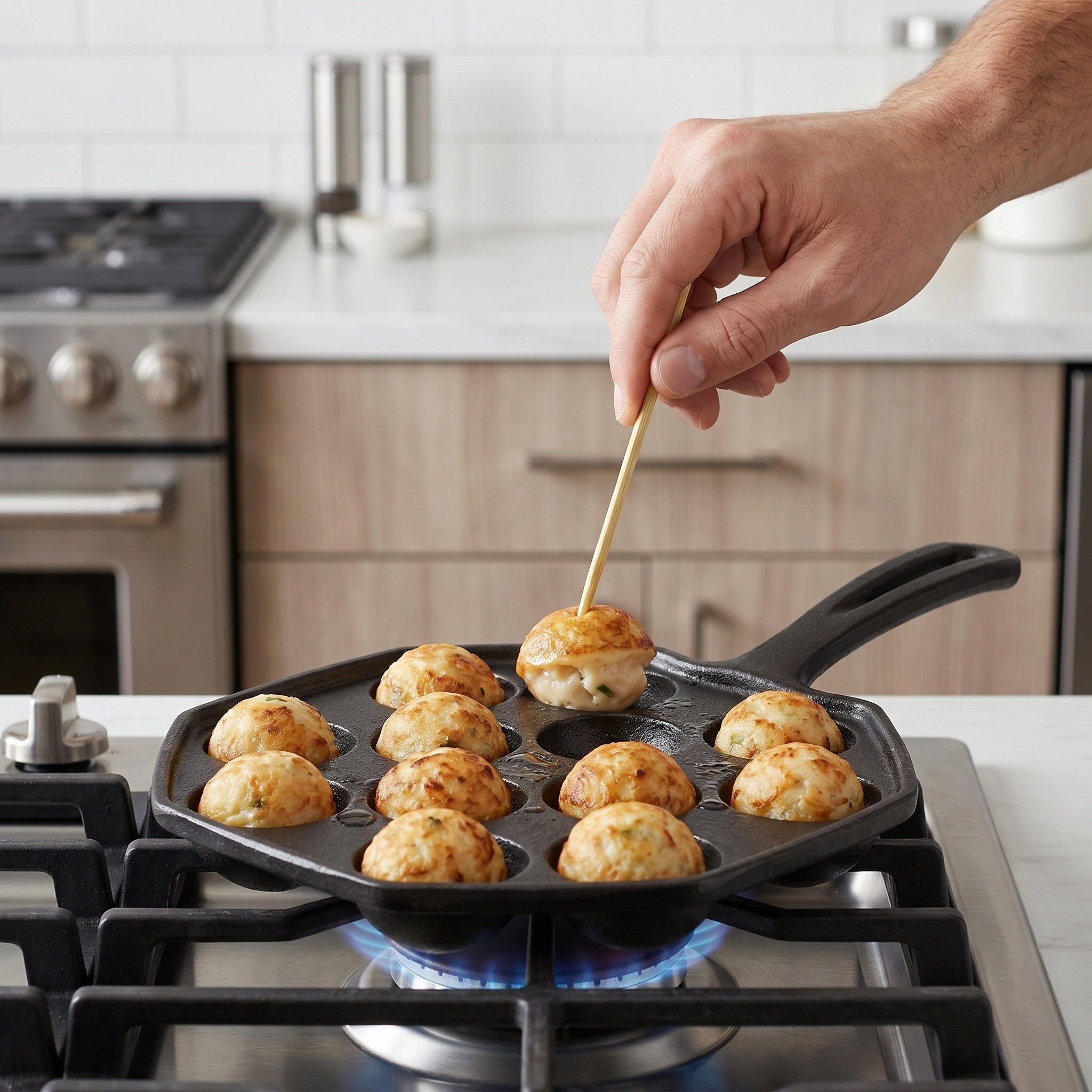 Takoyaki Grill Plate - 12 форм для приготовления такояки, чугунная