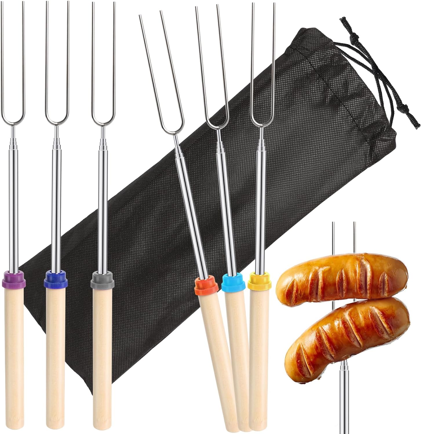 Corn Dog Stick - 6 шт., телескопическая вилка для барбекю,